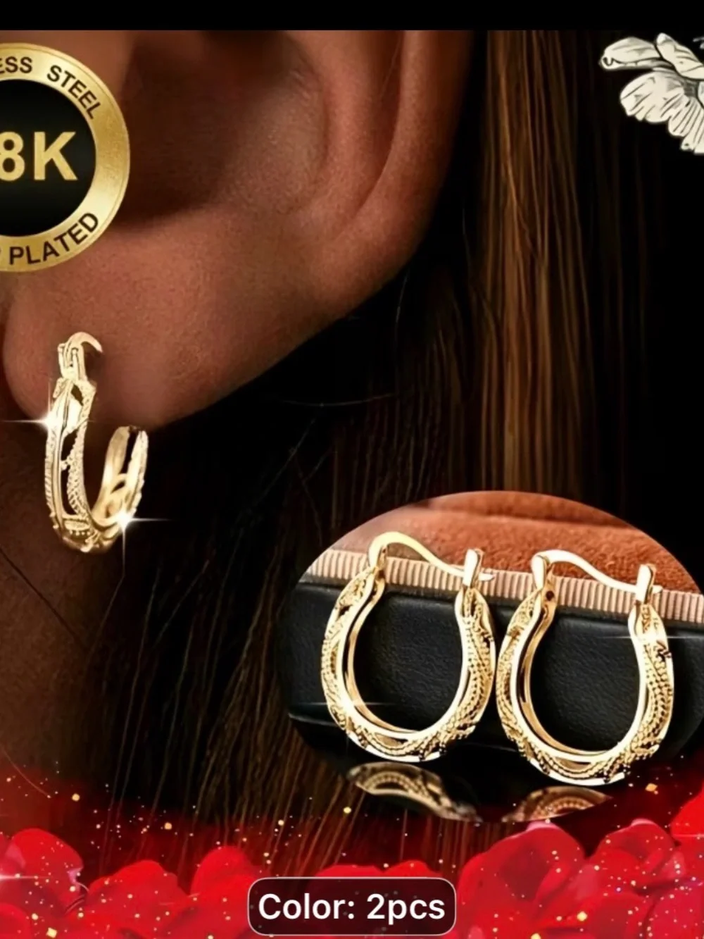 Elegant 18K Gold-Plated Women’s Hoop Earrings - Gold